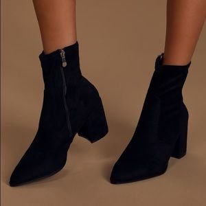 Lulu’s Viviyana Black Suede Ankle Sock Boots